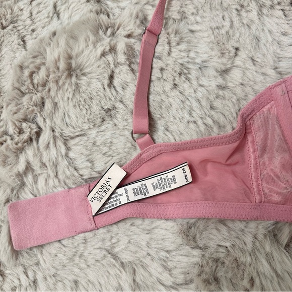 Victoria's Secret Dream Angels Cherry Blossom Pink Lace & Glitter Wired Bra - Picture 4 of 9